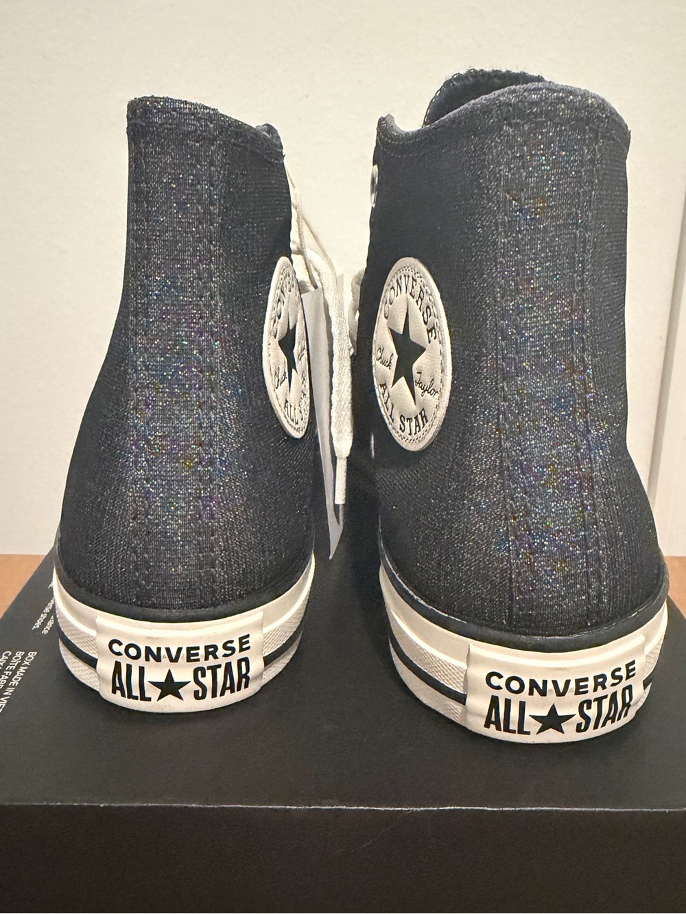 Converse Chuck Taylor All-Star High Top Black Glitter Sneakers A15125F M 5 W 7 - Picture 3 of 3